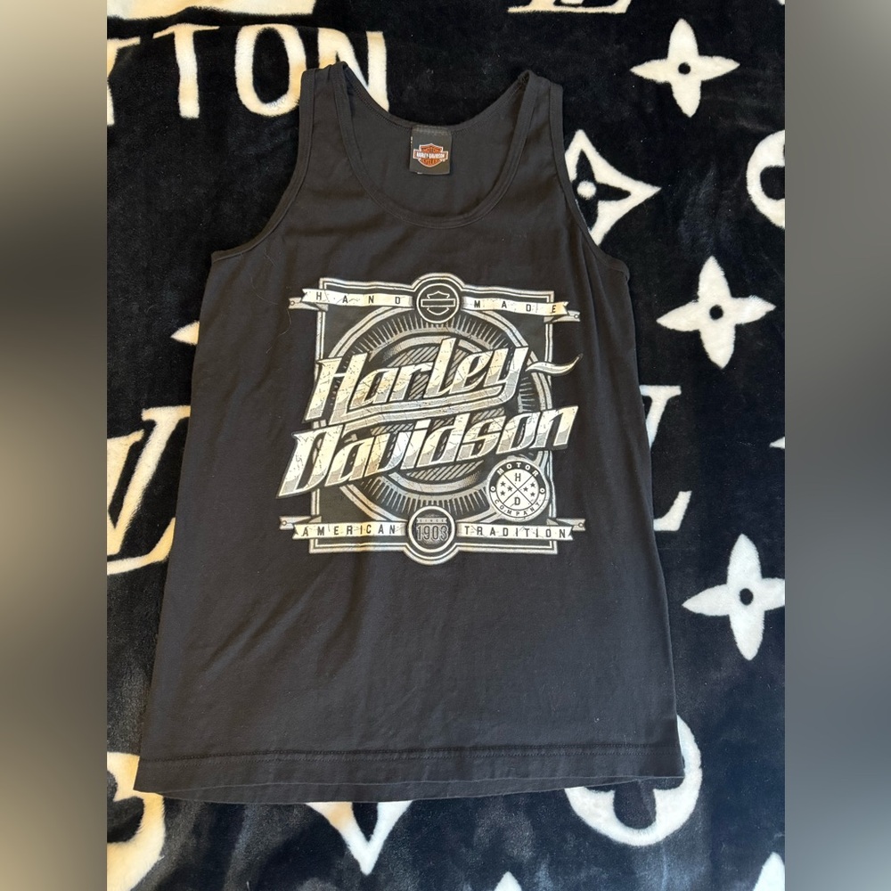 Harley-Davidson Black Tank Top with White Logo
